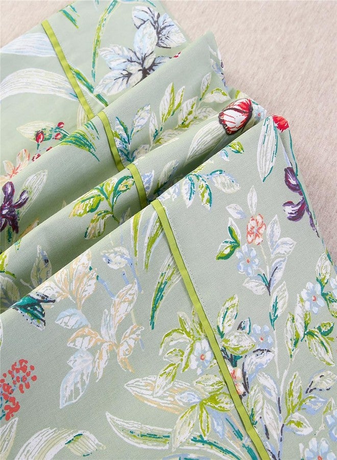 URBONUR 100% Cotton Pillowcases Set of 2 Standard Size Floral Printed Butterfly Pillow Cases Soft Breathable Cooling Pillowcase Decorative Pillow Cover (Standard, 20x26 Inches, Green Flowers) - Image 5