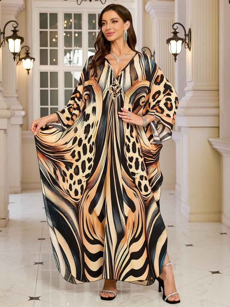 KEYLORTING Womenâ€™s Kaftan Beach Cover Up Dress Plus Size Summer Swimsuit Loungewear Maxi Dress - Image 3