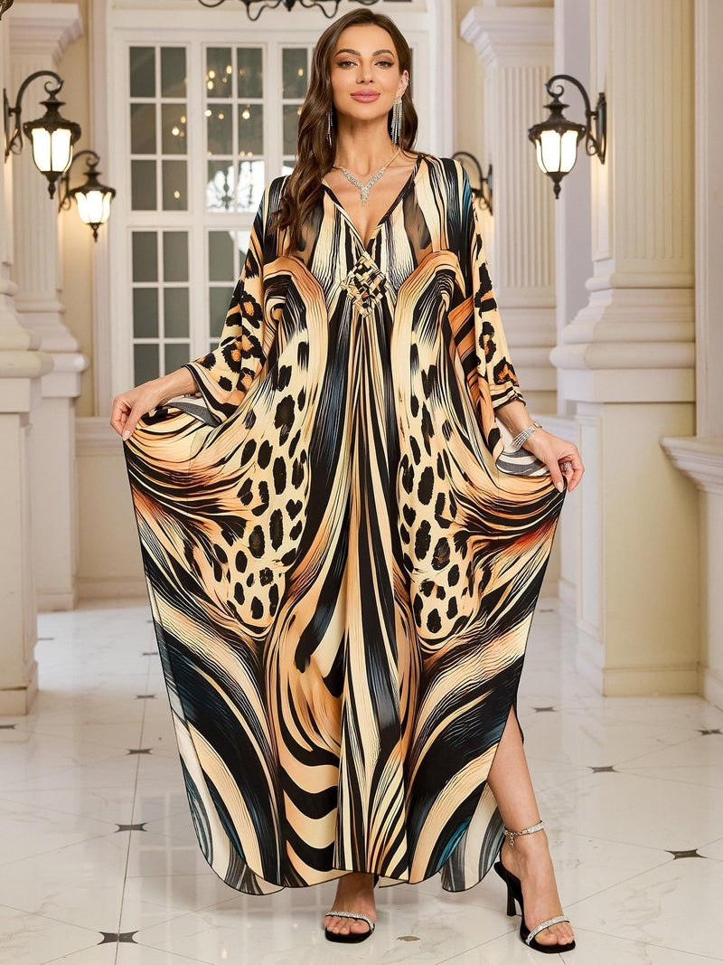 KEYLORTING Womenâ€™s Kaftan Beach Cover Up Dress Plus Size Summer Swimsuit Loungewear Maxi Dress - Image 5
