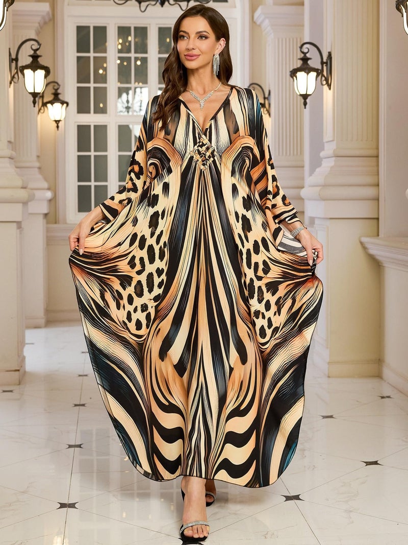 KEYLORTING Womenâ€™s Kaftan Beach Cover Up Dress Plus Size Summer Swimsuit Loungewear Maxi Dress - Image 2
