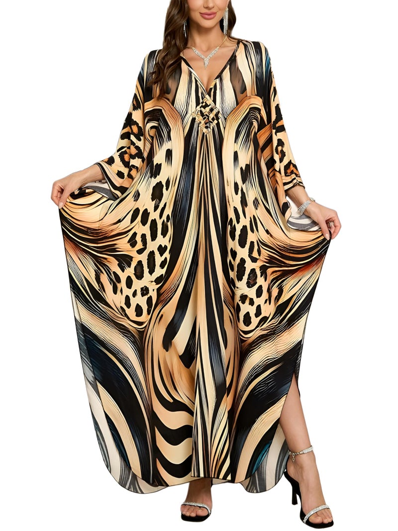 KEYLORTING Womenâ€™s Kaftan Beach Cover Up Dress Plus Size Summer Swimsuit Loungewear Maxi Dress - Image 1
