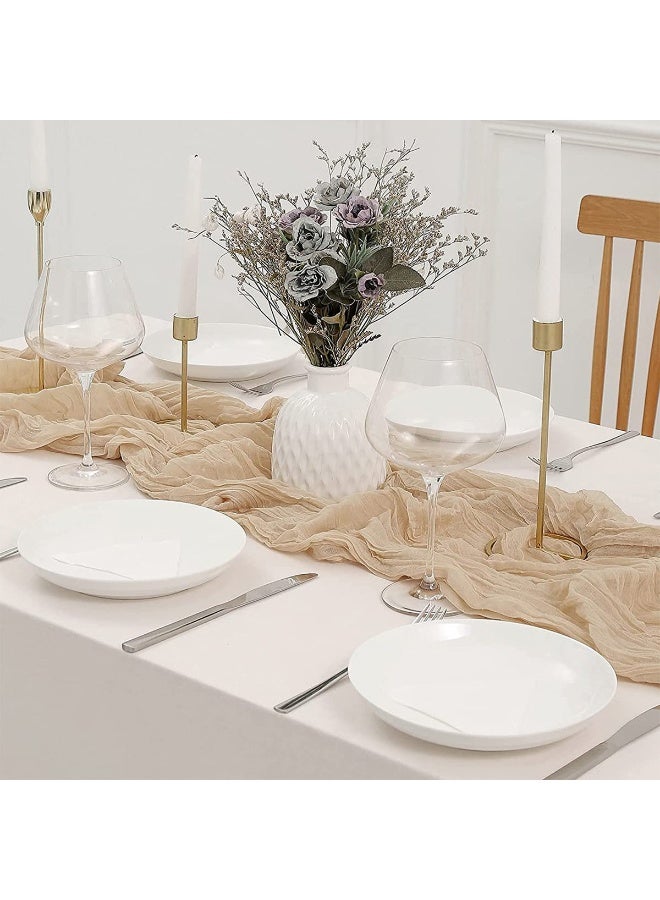 Translucent Table Runner Chessian Tablecloth for Wedding Reception Bridal Shower Party Decoration Table Centerpiece 90*340cm Beige tableclothes - Image 4