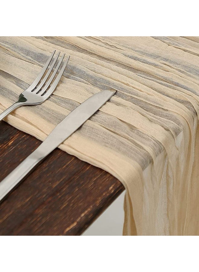 Translucent Table Runner Chessian Tablecloth for Wedding Reception Bridal Shower Party Decoration Table Centerpiece 90*340cm Beige tableclothes - Image 5