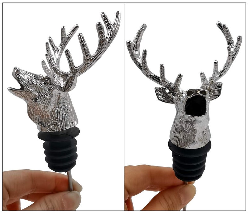 DAONPHARI Zinc Alloy Deer Head Wine Pouring Device (Silver) No Spills | Effortless Pouring | Unique Gift Idea | Durable & Long-Lasting - Image 4