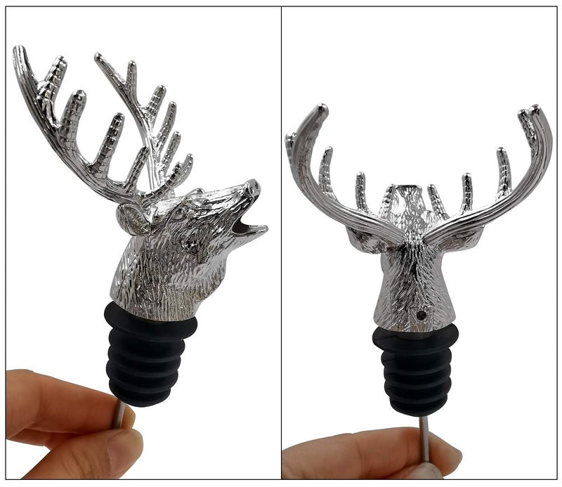 DAONPHARI Zinc Alloy Deer Head Wine Pouring Device (Silver) No Spills | Effortless Pouring | Unique Gift Idea | Durable & Long-Lasting - Image 2