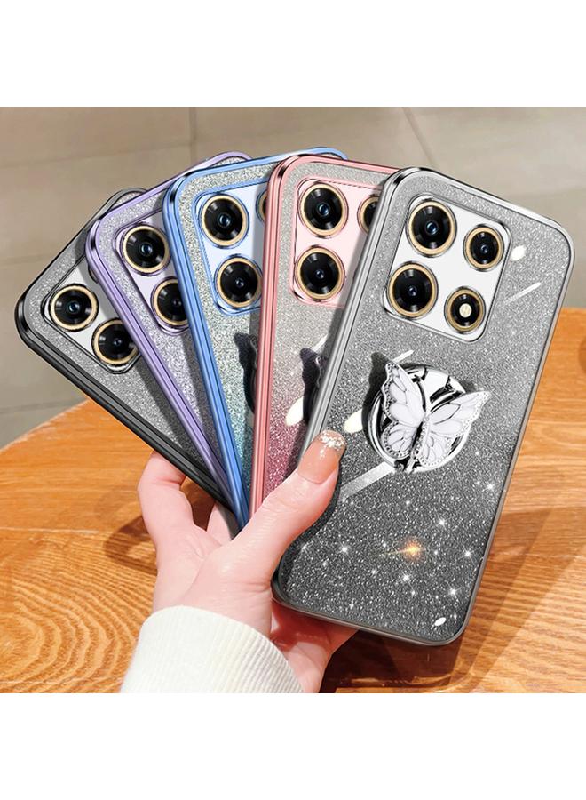 زبون جراب لهاتف Infinix Note 30 Pro مطلي بطبقة لامعة متدرجة اللون مع حامل على شكل فراشة من مادة TPU - Image 2