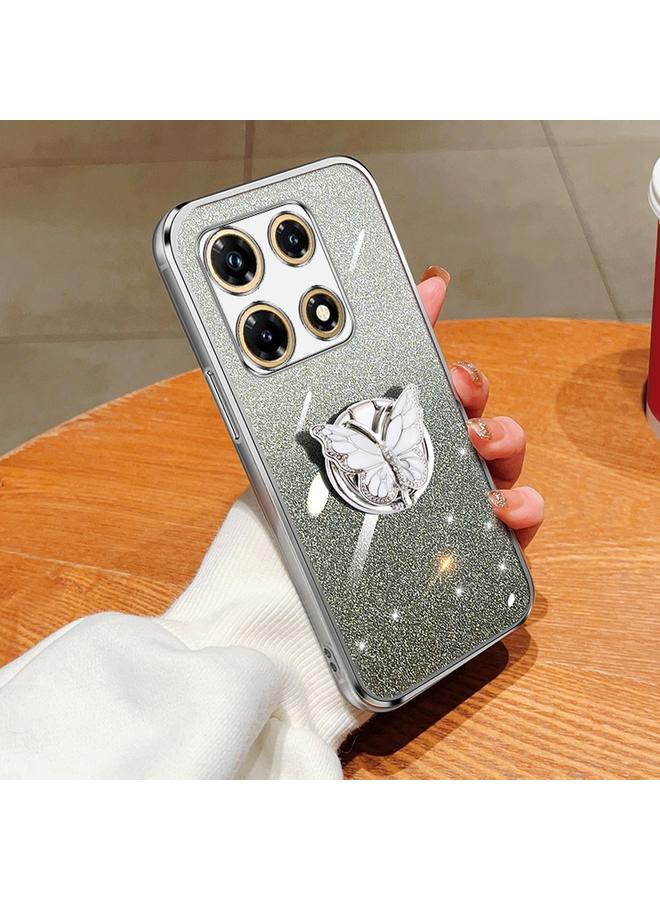 زبون جراب لهاتف Infinix Note 30 Pro مطلي بطبقة لامعة متدرجة اللون مع حامل على شكل فراشة من مادة TPU - Image 1