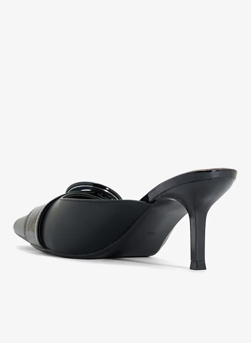 ELLA Black Heeled Mule With Buckle for Women | Best Price UAE