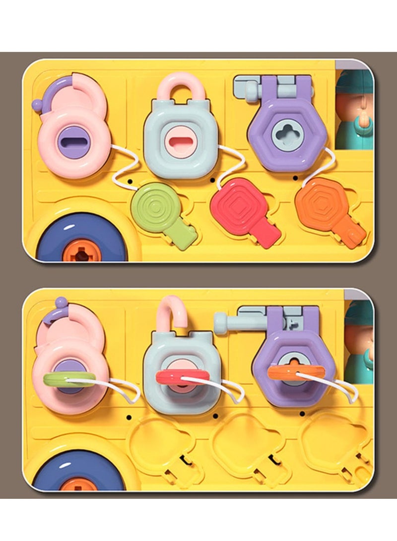 Aideli Busy Cube Toys - Bus-Shaped Sensory Travel Toddler Cube Toys Fine Motor Skill Learning Activity Cube Toy for Home, School, Nursery - Image 2