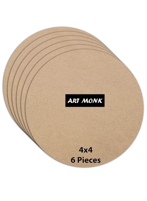 Art Monk 6 Piece Round MDF Boards for Art and Craft Wood Round MDF Sheets for Craft Work DIY MDF Cutouts 4 Inch 6 Pcs
