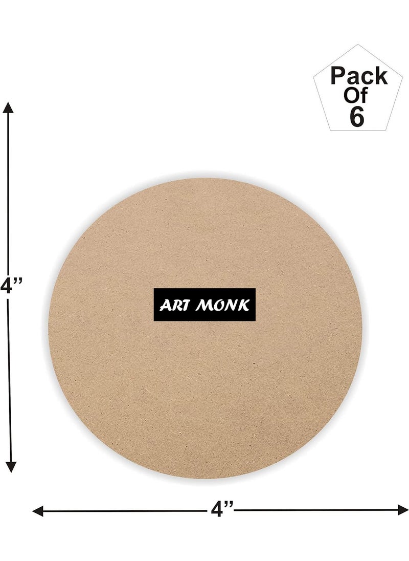 Generic Art Monk 6 Piece Round MDF Boards for Art and Craft Wood Round MDF Sheets for Craft Work DIY MDF Cutouts 4 Inch 6 Pcs  - Image 2