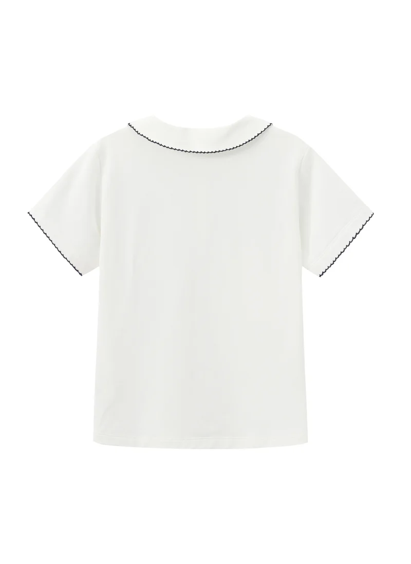 بالابالا Kids Girls Lapel short-sleeved T-shirt