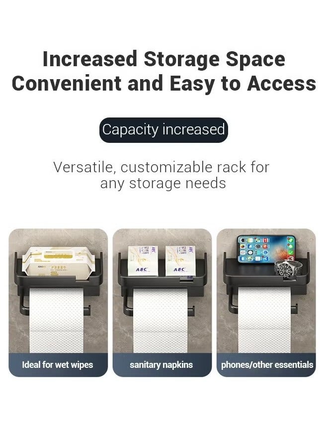 Beauenty Multifunctional Toilet Paper Holder | Tissue Holder for Bathroom | With Shelf, Phone Holder, Watch and Accessories Tray | Wall-Mounted | Space-Saving Organizer - Image 5