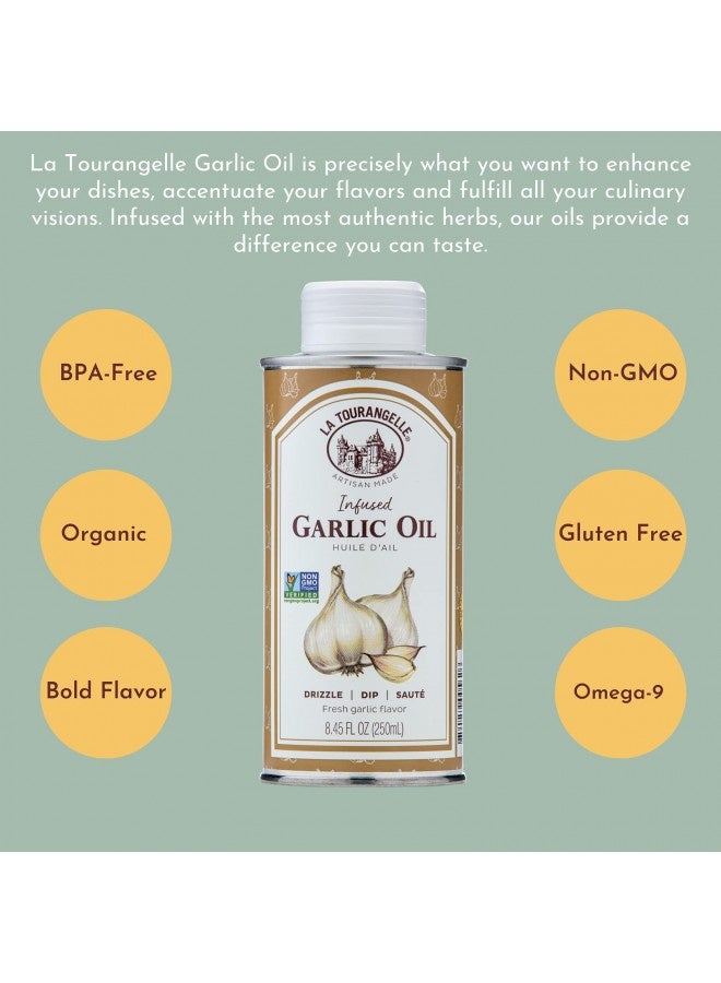 La Tourangelle La Tourangelle, Garlic Oil, High Oleic Oil For Cooking Pastas, Salad Dressings, Drizzle On Popiecesorn, Irresistible Aroma And Flavor, 8.45 Fl Oz  - Image 1
