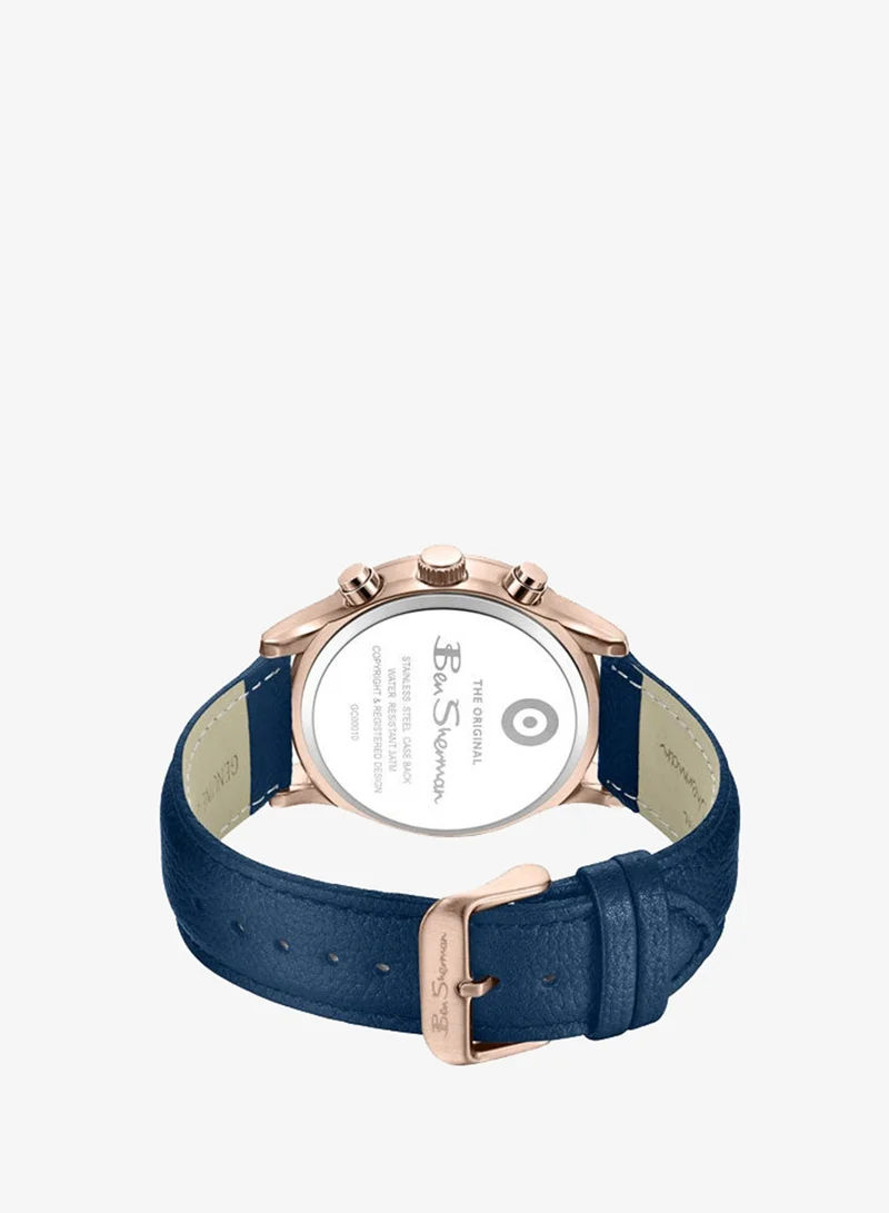 Ben Sherman Blue Brighton Blue Dial Blue Genuine Leather Strap Chronograph Watch for Men, 43.5mm for Men | Best Price UAE