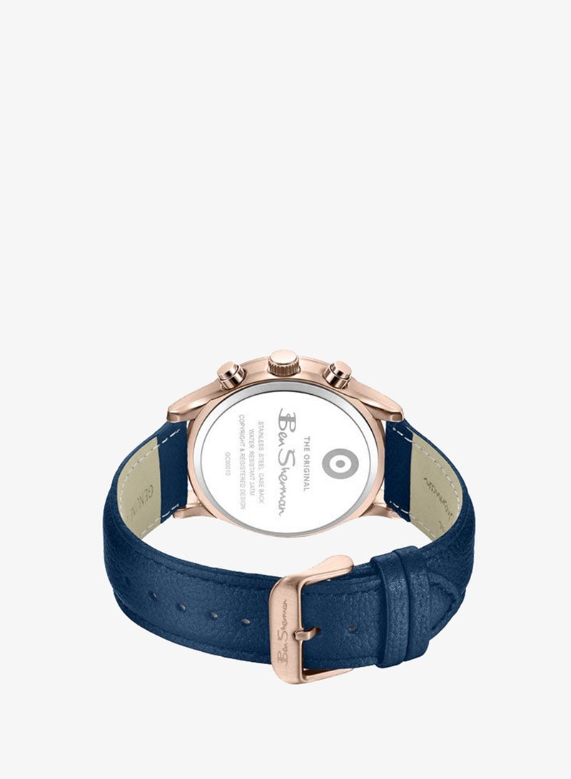 Ben Sherman Brighton Blue Dial Blue Genuine Leather Strap Chronograph Watch for Men, 43.5mm - Image 3