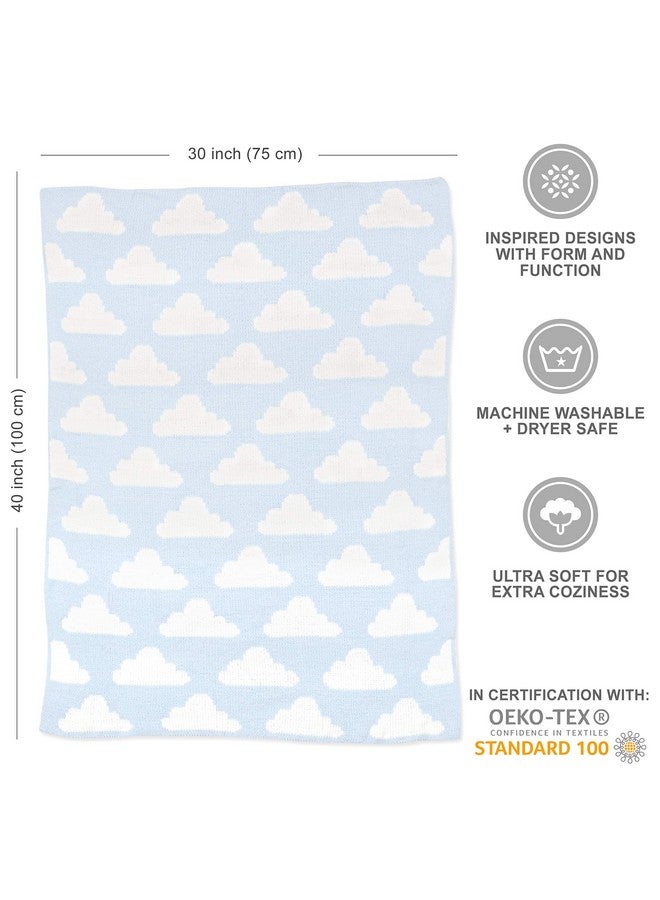 ليفينغ تكستايلز بطانية أطفال ناعمة من الشنيل من Living Textiles Blue Clouds، قابلة للعكس، مصنوعة من قماش فاخر مريح للحصول على أفضل راحة - للرضع والأطفال الصغار وحديثي الولادة وغرف الأطفال والأولاد والجنسين، وغطاء سرير الأطفال وعربة الأطفال والهدايا، لون أزرق 40×30 - Image 1
