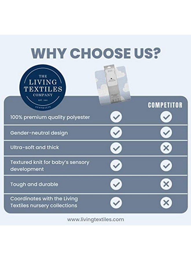 ليفينغ تكستايلز بطانية أطفال ناعمة من الشنيل من Living Textiles Blue Clouds، قابلة للعكس، مصنوعة من قماش فاخر مريح للحصول على أفضل راحة - للرضع والأطفال الصغار وحديثي الولادة وغرف الأطفال والأولاد والجنسين، وغطاء سرير الأطفال وعربة الأطفال والهدايا، لون أزرق 40×30 - Image 2