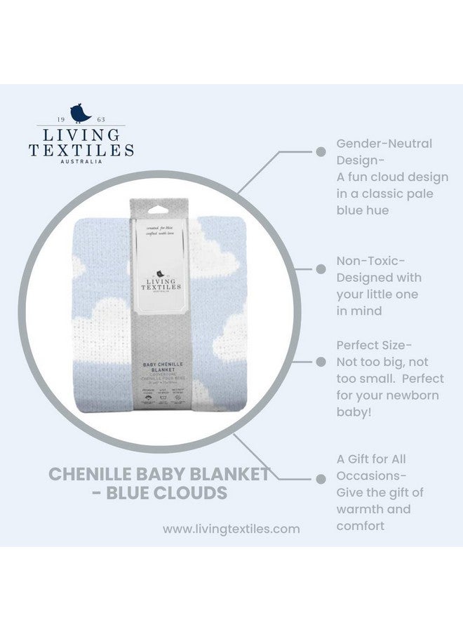 ليفينغ تكستايلز بطانية أطفال ناعمة من الشنيل من Living Textiles Blue Clouds، قابلة للعكس، مصنوعة من قماش فاخر مريح للحصول على أفضل راحة - للرضع والأطفال الصغار وحديثي الولادة وغرف الأطفال والأولاد والجنسين، وغطاء سرير الأطفال وعربة الأطفال والهدايا، لون أزرق 40×30 - Image 3
