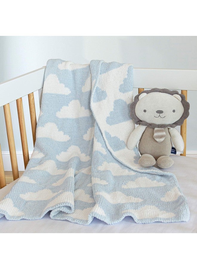 ليفينغ تكستايلز بطانية أطفال ناعمة من الشنيل من Living Textiles Blue Clouds، قابلة للعكس، مصنوعة من قماش فاخر مريح للحصول على أفضل راحة - للرضع والأطفال الصغار وحديثي الولادة وغرف الأطفال والأولاد والجنسين، وغطاء سرير الأطفال وعربة الأطفال والهدايا، لون أزرق 40×30 - Image 4