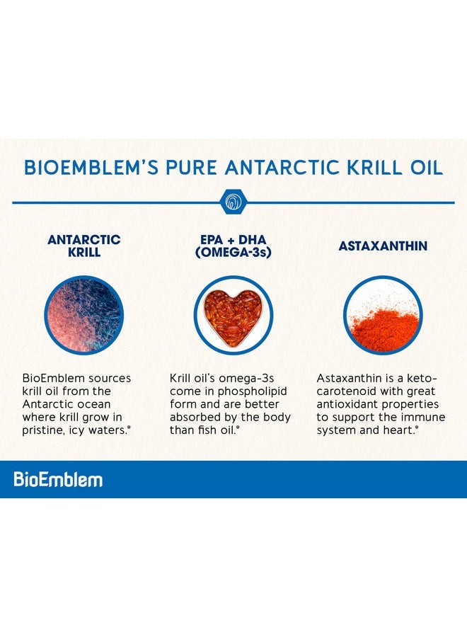 BioEmblem Antarctic Krill Oil Supplement ; 1000Mg ; Omega 3 Oil With High Levels Of Epa + Dha Astaxanthin And Phospholipids ; No Fishy Aftertaste ; 60 Count Non Gmo Softgels  - Image 3