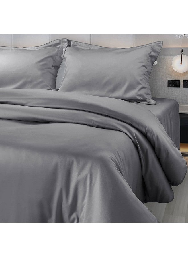 SPREAD SPAIN أوراق سرير إيطالية من سبريد إسبانيا® بــ 500 خيط، 108" × 108" بوصة بحجم سوبر كين مع 2 غطاء وسادة، أوراق قطن خالية من التجاعيد، رمادي فولاذي - Image 1