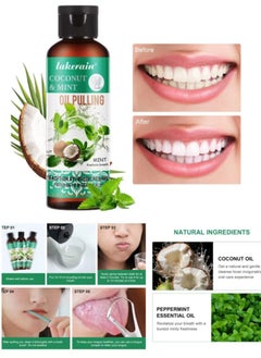 lakerain Coconut & Mint Oil Pulling Mouthwash Bad Breath Treatment for Adults, Dry and Bad Mouth Smell Removing Drops, Easy to Carry and Handy Fresh Breath Oil Serum  - Image 1