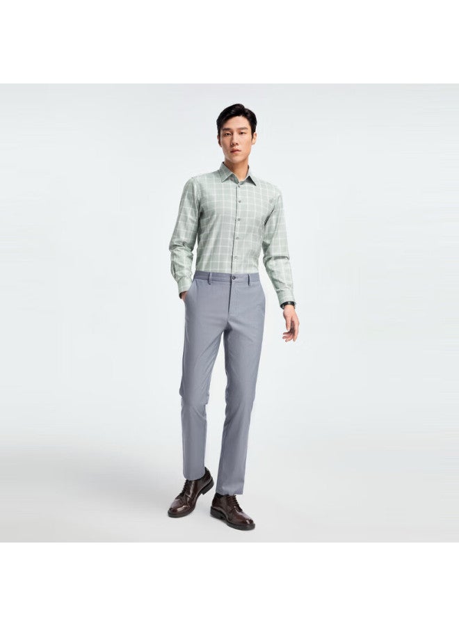 Youngor Men's Shirt Autumn Winter Youth Business Casual Plaid Long Sleeve Shirt Green Plaid Size 44 - Image 1