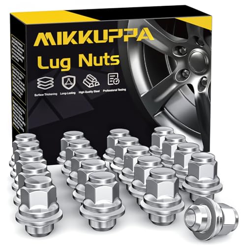 MIKKUPPA صواميل العجلات المغناطيسية MIKKUPPA M12x1.5 - بديل لتويوتا أفالون كامري كورولا هايلاندر RAV4 سيينا ماتريكس بريوس فينزا كراون OEM عجلات المصنع، كروم 20 قطعة صواميل إطارات مع غسالة - Image 1