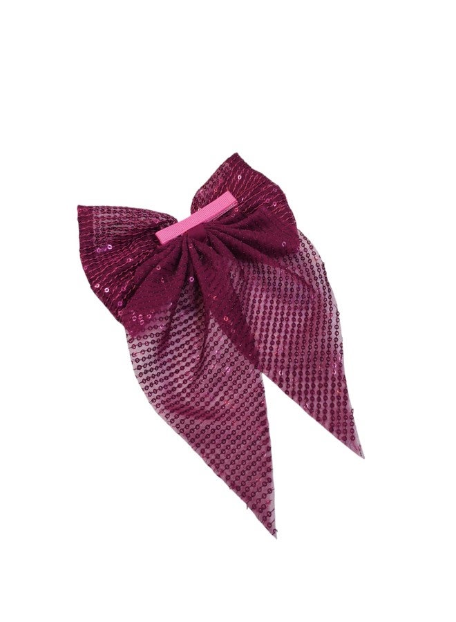 Fairytale Large Sequin Hair Bow Hair Pin, Sparkly Wedding Party Hair Accessory, Glitter Fashion Hair Clip For Girls And Women. (Red) - Image 3