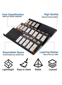 Arabest Spice Drawer Organizer, Acrylic Spice Rack Organizer for Kitchen Drawer, 4 Slanted Tier Expandable Drawer Inserts for Spices, for Cabinet  - Image 3
