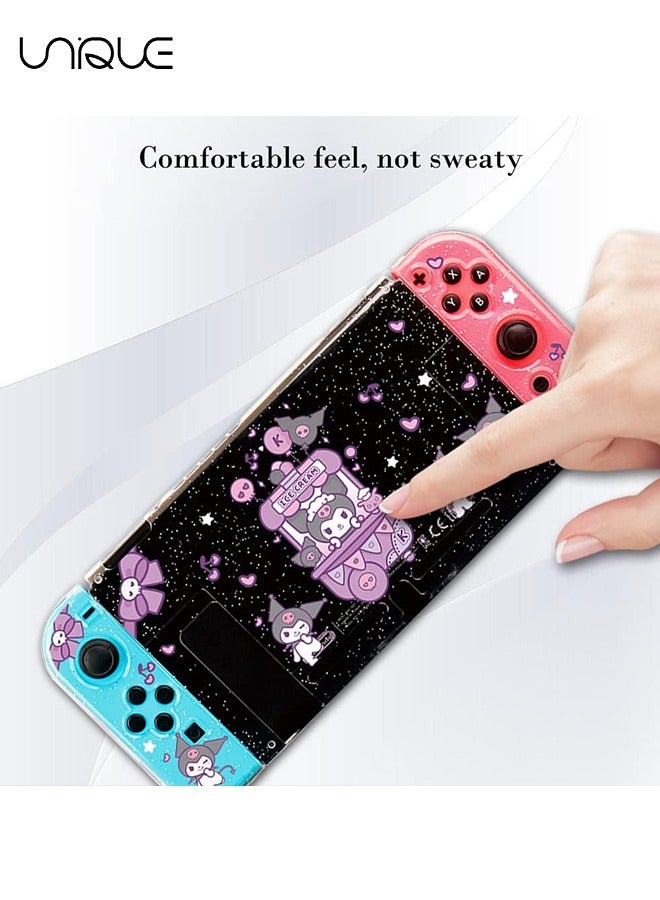 Unique Glitter Little Devil Rabbit Protective Case for Nintendo Switch 6.2 inch, Cute Bling Clear Soft TPU Slim Cover, Kawaii Dockable Case for NS Console and Joy-Con Controller - Anti-Scratch - Image 4