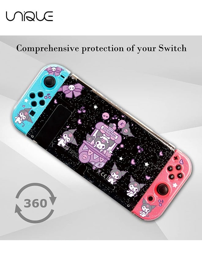 Unique Glitter Little Devil Rabbit Protective Case for Nintendo Switch 6.2 inch, Cute Bling Clear Soft TPU Slim Cover, Kawaii Dockable Case for NS Console and Joy-Con Controller - Anti-Scratch - Image 5