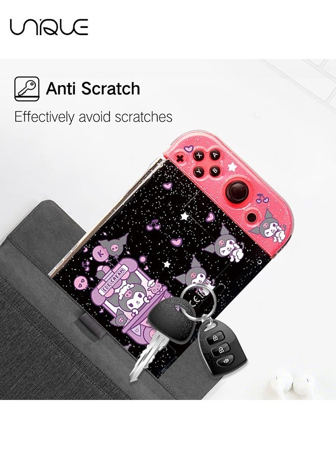 Unique Glitter Little Devil Rabbit Protective Case for Nintendo Switch 6.2 inch, Cute Bling Clear Soft TPU Slim Cover, Kawaii Dockable Case for NS Console and Joy-Con Controller - Anti-Scratch - Image 3