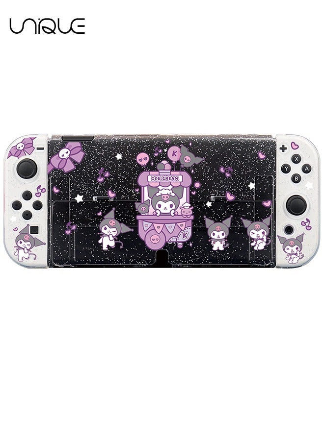 Unique Glitter Little Devil Rabbit Protective Case for Nintendo Switch 6.2 inch, Cute Bling Clear Soft TPU Slim Cover, Kawaii Dockable Case for NS Console and Joy-Con Controller - Anti-Scratch - Image 1