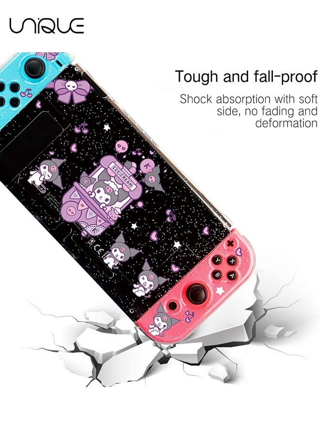 Unique Glitter Little Devil Rabbit Protective Case for Nintendo Switch 6.2 inch, Cute Bling Clear Soft TPU Slim Cover, Kawaii Dockable Case for NS Console and Joy-Con Controller - Anti-Scratch - Image 2