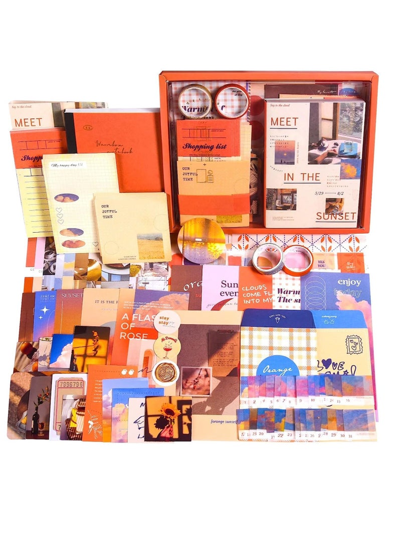 Y&D Scrapbooking Supplies Kit  Bullet Junk Journal Kit With Journaling Supplies Aesthetic Scrapbook Paper A6 Grid Notebook Scrapbook Kit Art Craft Diy Gift For Adult Teen Girl Kid Women Sunset  - Image 1