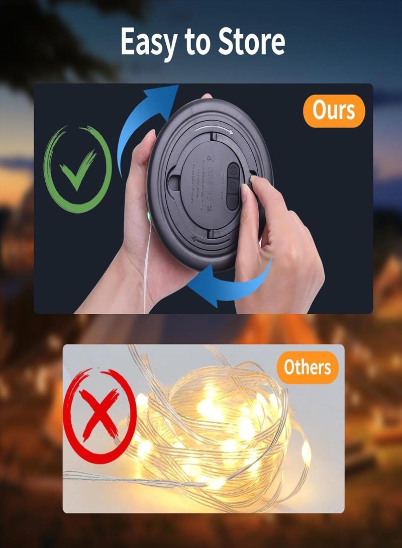 Alruht 10M Waterproof String Lights, 2-in-1 Outdoor Lantern with 14 Modes, Long-Lasting 4000mAh Battery, for Campsite, Garden (Black) - Image 2