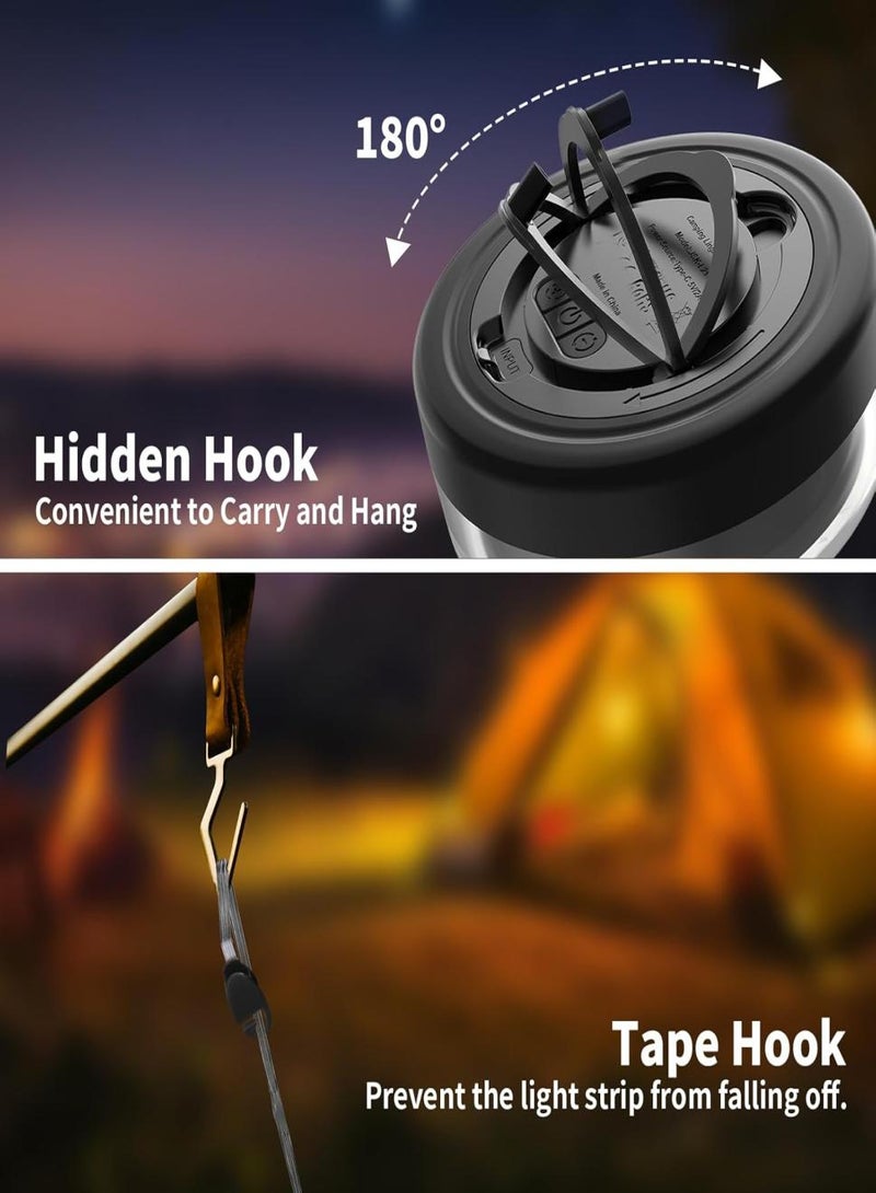 Alruht 10M Waterproof String Lights, 2-in-1 Outdoor Lantern with 14 Modes, Long-Lasting 4000mAh Battery, for Campsite, Garden (Black) - Image 5