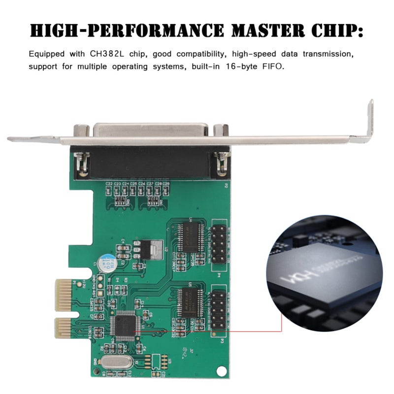 بطاقة تسلسلية متوازية PCI-E: 2 منافذ RS-232 DB9 + منفذ Lpt DB25 - رقاقة Wch382 المستقرة، بطاقة تمديد سطح المكتب بمعرض ترددي 2.5 جيجابت في الثانية لنظامات ويندوز، لينكس ودوس - Image 4