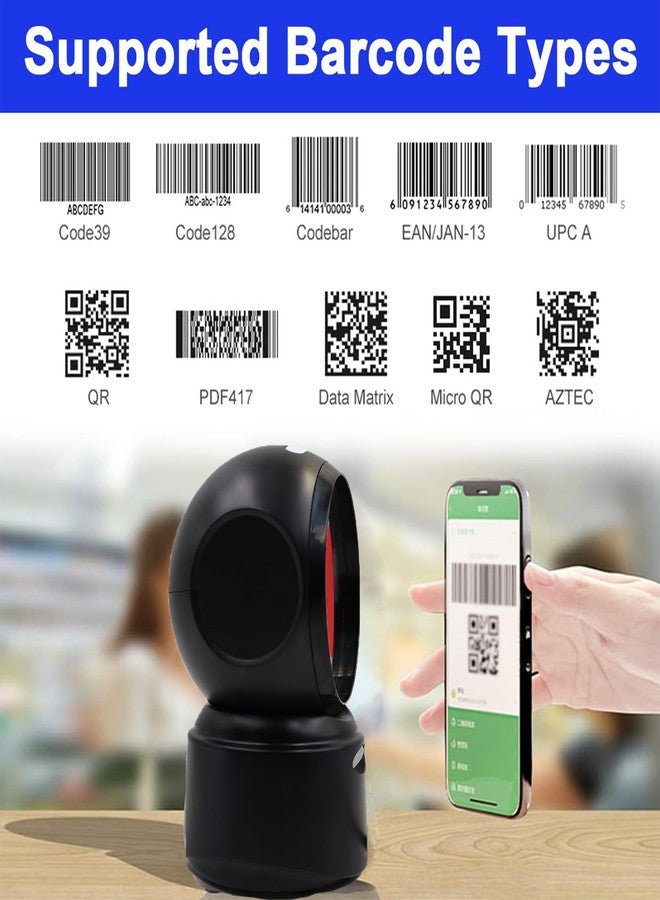 Shreyans 1D 2D QR Hands-Free Desktop Barcode Scanner | Table Top Plug & Play Automatic | Scan All Types of Barcode | Useful for Supermarkets Malls Warehouse Retail - Image 3