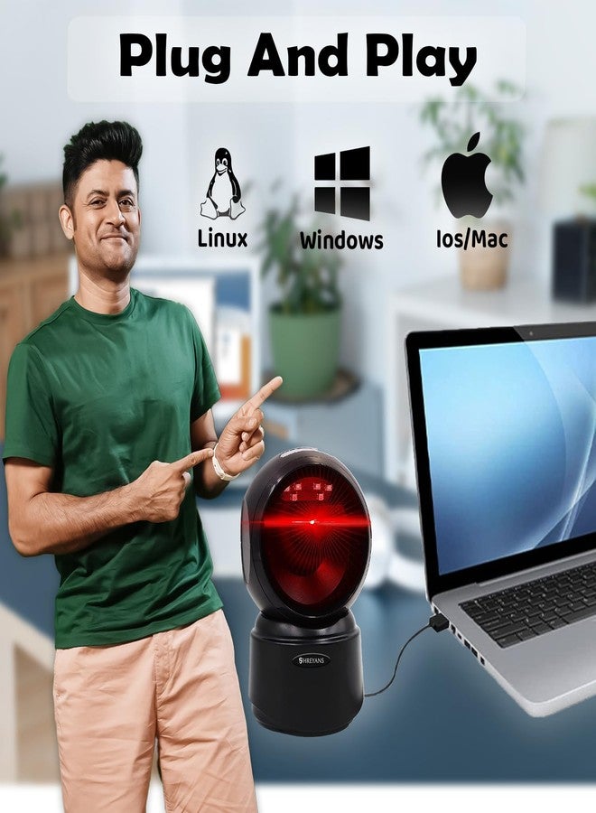 Shreyans 1D 2D QR Hands-Free Desktop Barcode Scanner | Table Top Plug & Play Automatic | Scan All Types of Barcode | Useful for Supermarkets Malls Warehouse Retail - Image 2