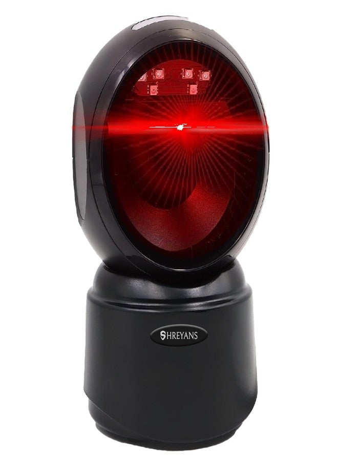 Shreyans 1D 2D QR Hands-Free Desktop Barcode Scanner | Table Top Plug & Play Automatic | Scan All Types of Barcode | Useful for Supermarkets Malls Warehouse Retail - Image 1