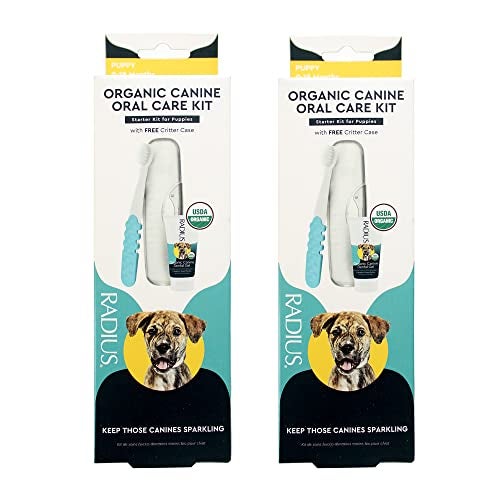 RADIUS USDA Organic Dental Solutions Puppy Kit 2 Units, Kit Includes 1 Dog Toothbrush & 1 0.8oz Toothpaste, Ultra Soft Bristle & Non Toxic Toothpaste for Dogs, Designed to Clean Teeth, Xylitol Free - Image 1