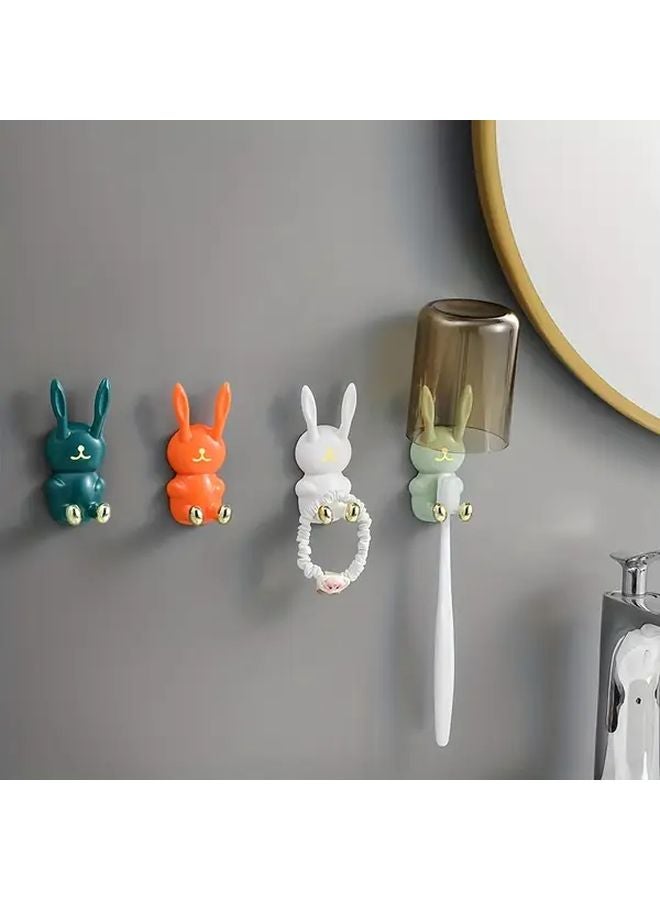 Wall Mounted Bunny Toothbrush Holder Mouthwash Cup Organizer Random Color - Image 3