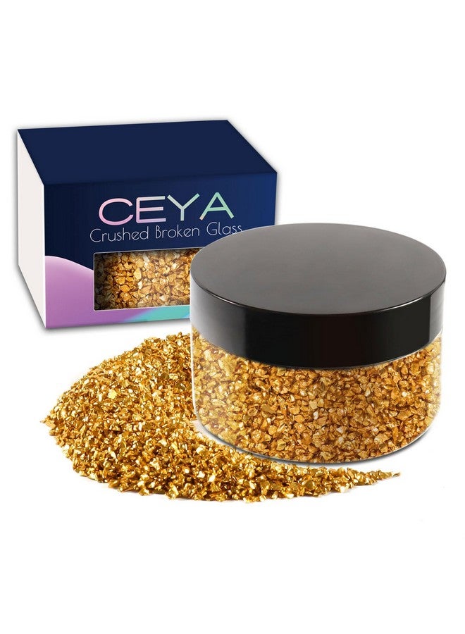 ceya 5.3Oz/ 150G Crushed Irregular Glass Gold Metallic Crystal Chips Broken Glass Glitter 2 4Mm Craft Chunky Glitter For Nail Arts Epoxy Resin Mold Coasters Ornament Painting Geode Phone Case Jewelry - Image 1