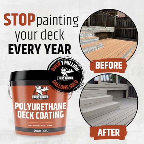 Liquid Rubber Polyurethane Deck Coating – 10X Stronger Than Traditional Deck Paint & Deck Stain – Flexible, Waterproof Sealant for Wood, Concrete & Plywood – Textured Finish – Stone Gray – 1 Gallon - Image 2