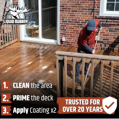 Liquid Rubber Polyurethane Deck Coating – 10X Stronger Than Traditional Deck Paint & Deck Stain – Flexible, Waterproof Sealant for Wood, Concrete & Plywood – Textured Finish – Stone Gray – 1 Gallon - Image 5