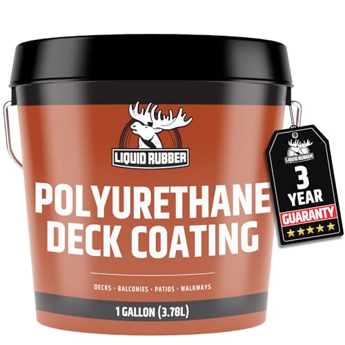 Liquid Rubber Polyurethane Deck Coating – 10X Stronger Than Traditional Deck Paint & Deck Stain – Flexible, Waterproof Sealant for Wood, Concrete & Plywood – Textured Finish – Stone Gray – 1 Gallon - Image 1