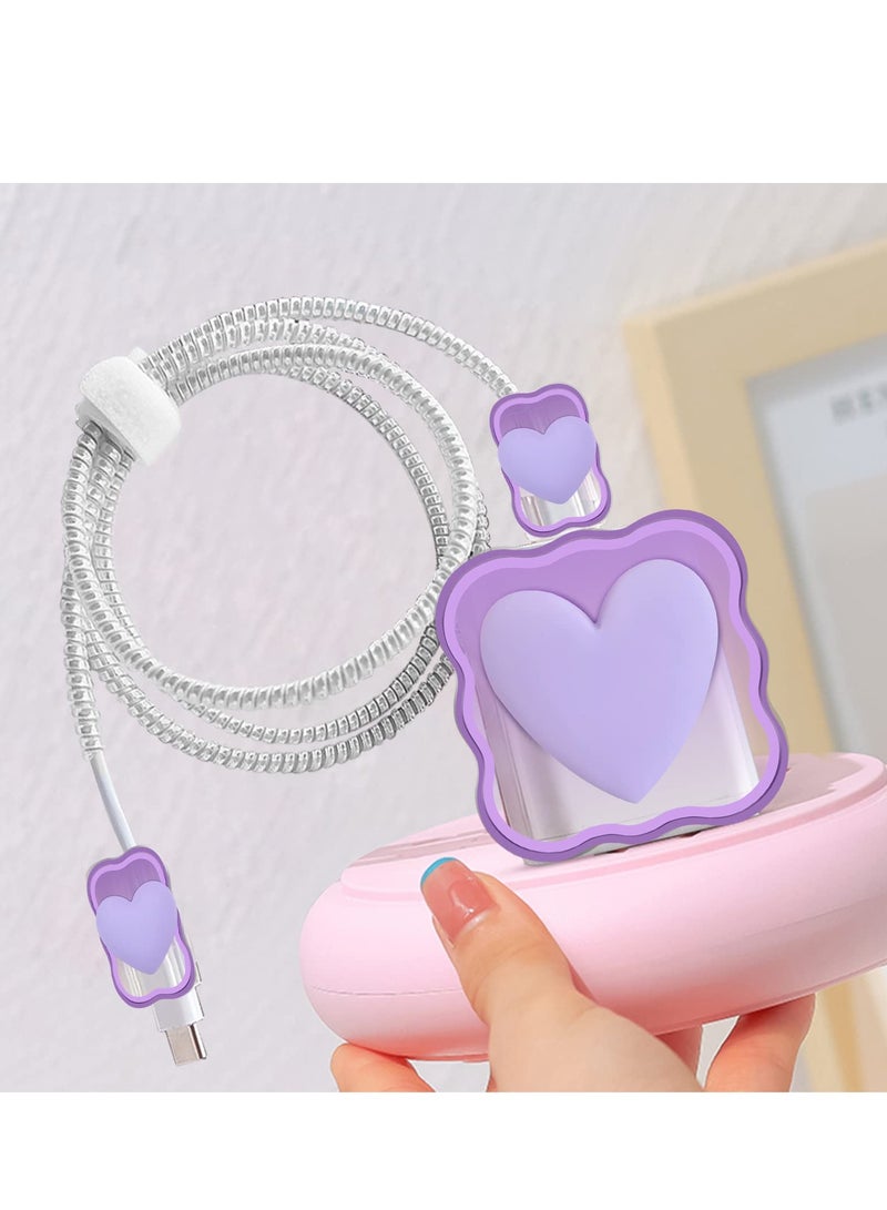 Excefore Cute Cable Protector Prevents Breakage Cable Cord Saver Case Ultra Compact for iPhone 11 12 13 14 Pro Max Charger Protector Purple - Image 2
